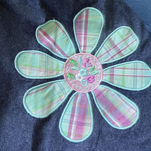 Vtg‎ Carter's Denim Dress Kids 6X Blue Embroidered Vacation Sundress - Picture 11 of 12